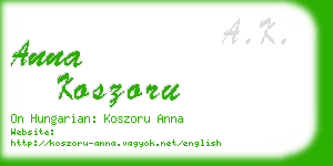 anna koszoru business card